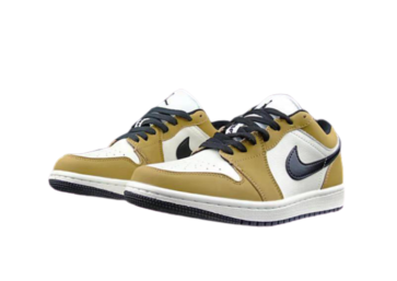 NIKE AIR JORDAN 1 LOW -FLAXEN-BLACK LOGO-WHITE (1)