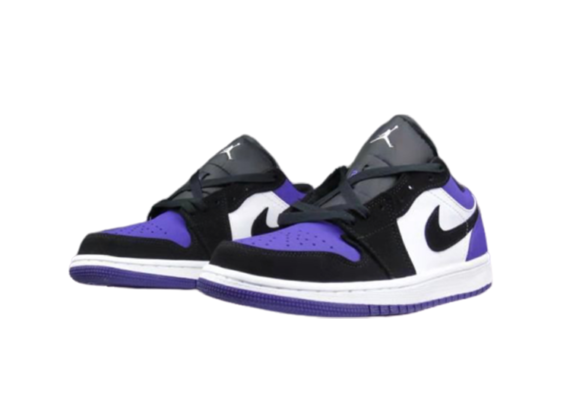 נעלי נייק-NIKE AIR JORDAN 1 LOW -WHITE-ROYAL BLUE- BLACK LOGO