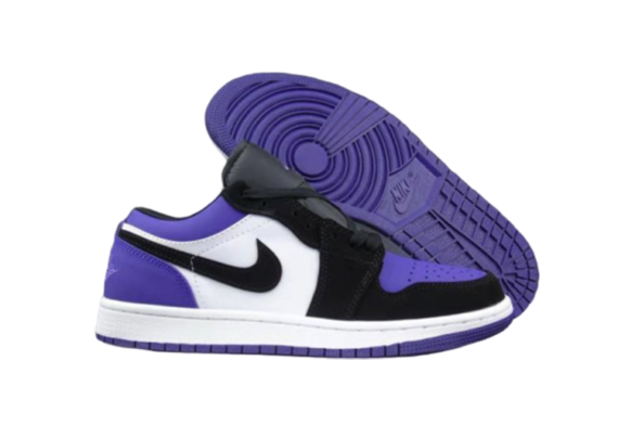נעלי נייק-NIKE AIR JORDAN 1 LOW -WHITE-ROYAL BLUE- BLACK LOGO