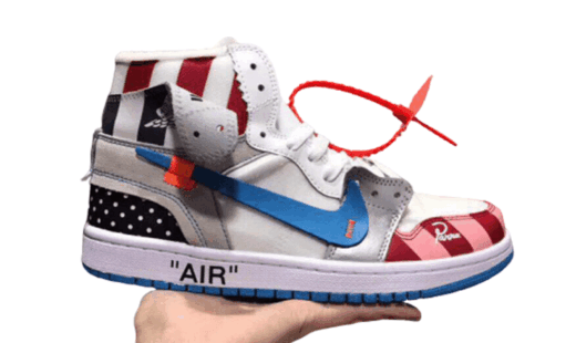 Nike air force 1 high WHITE-BLACK-BLUE LOGO (5)