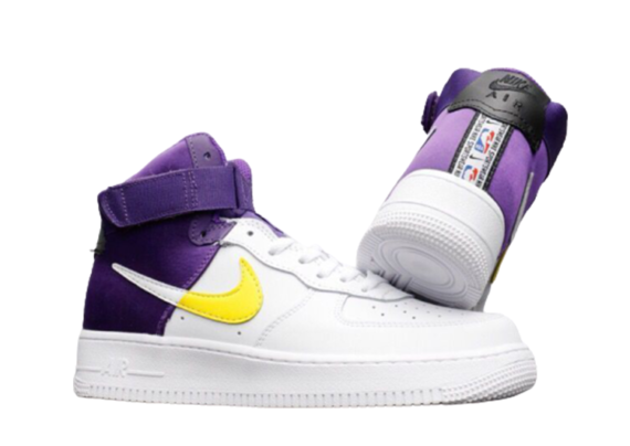 נעלי נייק-Nike air force 1 high WHITE-PURPLE-YELLOW