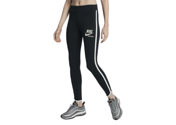 NIKE - טייץ לנשים נייק -WHITE LOGO - BLACK