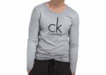 Big CK Long Sleeve Round Neck-Gray