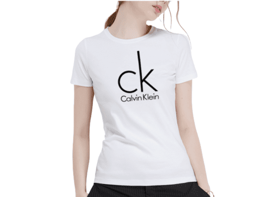 Large CK Round Neck Short Sleeve Women-White