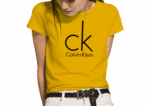 Large CK Round Neck Short Sleeve Women-Yellow
