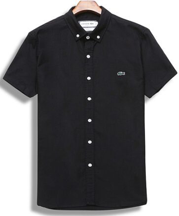 לקוסט-LACOSTE SHIRT MEN SHORT - BLACK