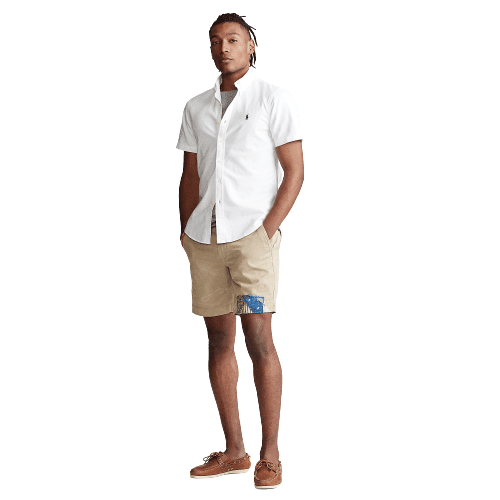 ראלף לורן-RALPH LAUREN SHIRT MEN'S SHORT WHITE