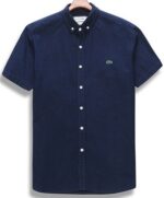 לקוסט-LACOSTE SHIRT MEN SHORT - NAVY BLUE