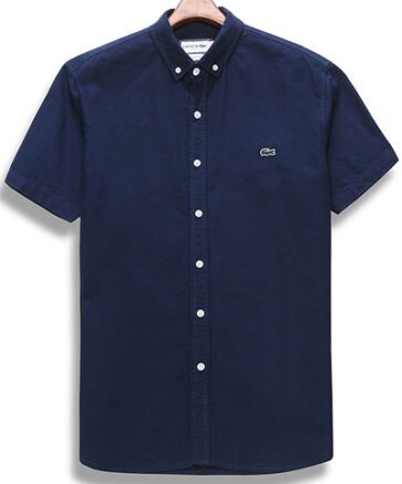 לקוסט-LACOSTE SHIRT MEN SHORT - NAVY BLUE