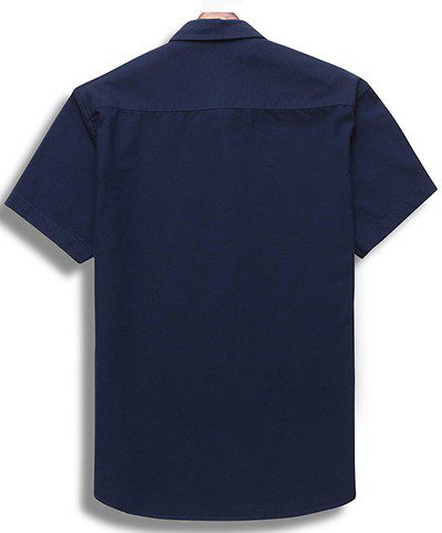 לקוסט-LACOSTE SHIRT MEN SHORT - NAVY BLUE