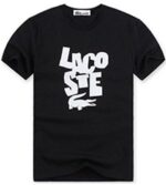 לקוסט-LACSOTE TSHIRT DESGIN MEN SHORT - Black & White Logo