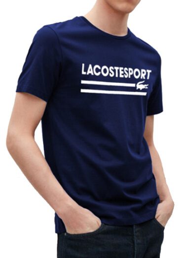 לקוסט-LACSOTE TSHIRT DESGIN MEN SHORT - Navy Blue & White Logo