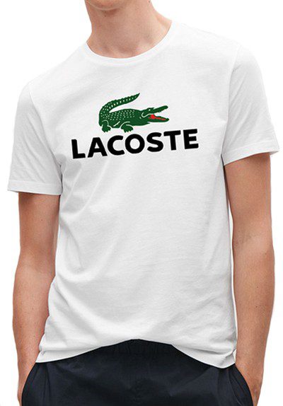 לקוסט-LACSOTE TSHIRT DESGIN MEN SHORT - White & Green Black Logo