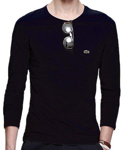 לקוסט-LACSOTE TSHIRT MEN LONG - BLACK