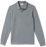 לקוסט-LACSOTE TSHIRT MEN POLO LONG - Gray