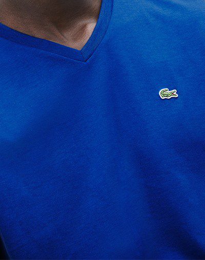 לקוסט-LACSOTE TSHIRT MEN V NECK SHORT - Blue