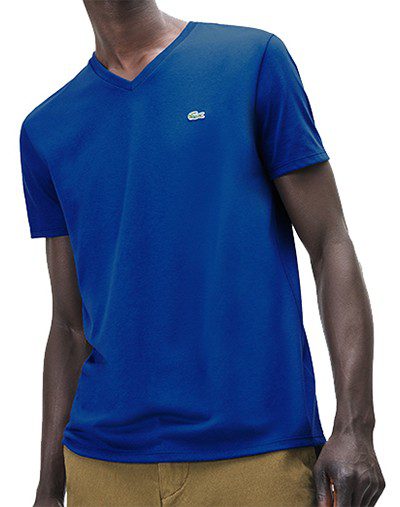 לקוסט-LACSOTE TSHIRT MEN V NECK SHORT - Blue