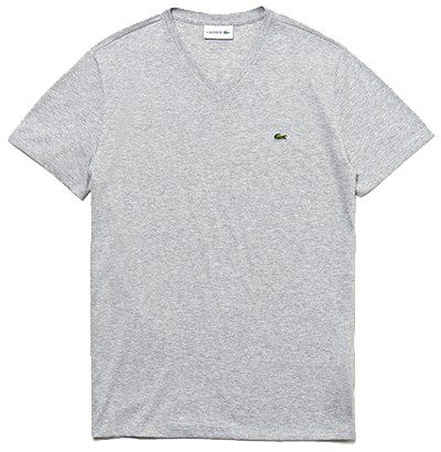 לקוסט-LACSOTE TSHIRT MEN V NECK SHORT - Gray