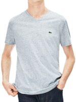 לקוסט-LACSOTE TSHIRT MEN V NECK SHORT - Gray
