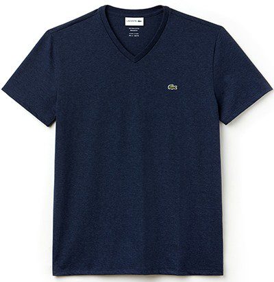 לקוסט-LACSOTE TSHIRT MEN V NECK SHORT - Navy Blue