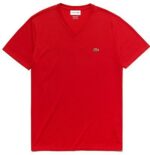 לקוסט-LACSOTE TSHIRT MEN V NECK SHORT - Red