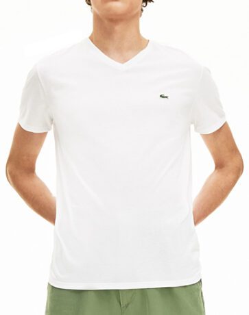 לקוסט-LACSOTE TSHIRT MEN V NECK SHORT – White (2)