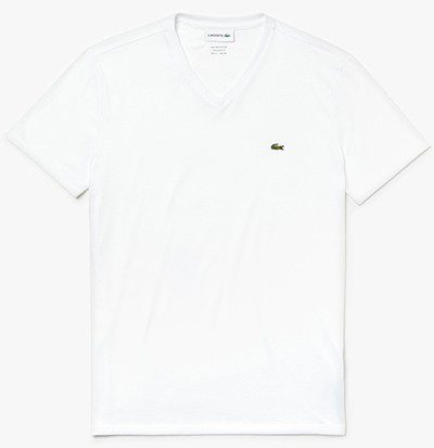 לקוסט-LACSOTE TSHIRT MEN V NECK SHORT - White