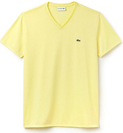 לקוסט-LACSOTE TSHIRT MEN V NECK SHORT - Yellow