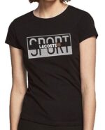 לקוסט-LACSOTE TSHIRT WOMEN DESGIN SHORT - BLACK