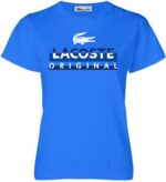 לקוסט-LACSOTE TSHIRT WOMEN DESGIN SHORT - BLUE