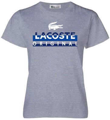 לקוסט-LACSOTE TSHIRT WOMEN DESGIN SHORT - GRAY