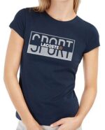 לקוסט-LACSOTE TSHIRT WOMEN DESGIN SHORT - NAVY BLUE