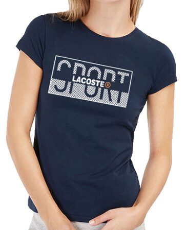 לקוסט-LACSOTE TSHIRT WOMEN DESGIN SHORT - NAVY BLUE