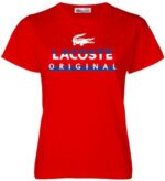 לקוסט-LACSOTE TSHIRT WOMEN DESGIN SHORT - RED