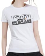 לקוסט-LACSOTE TSHIRT WOMEN DESGIN SHORT - WHITE