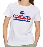 לקוסט-LACSOTE TSHIRT WOMEN DESGIN SHORT - WHITE