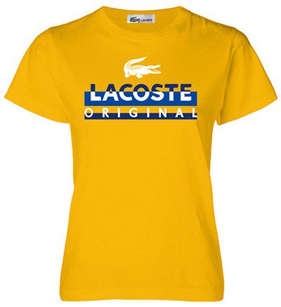 לקוסט-LACSOTE TSHIRT WOMEN DESGIN SHORT - YELLOW