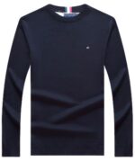 טומי הילפיגר-TOMMY TSHIRT MEN'S LONG CREW NECK- Nave Blue