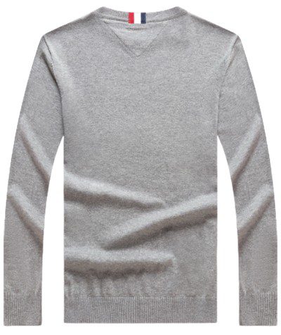 טומי הילפיגר-TOMMY TSHIRT MEN'S LONG CREW NECK- Santas Grey