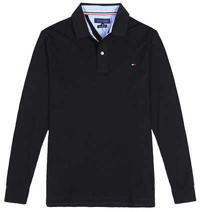 טומי הילפיגר-TOMMY POLO LONG MEN'S - Black