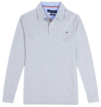 טומי הילפיגר-TOMMY POLO LONG MEN'S - Gray