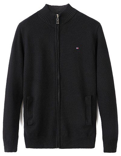 טומי הילפיגר-TOMMY SWETER ZIP MEN'S - Black