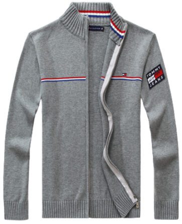 טומי הילפיגר-TOMMY SWETER ZIP MEN'S - Gray