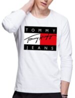 טומי הילפיגר-TOMMY TSHIRT MEN LONG - White