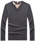 טומי הילפיגר-TOMMY TSHIRT MEN'S LONG V - Dip Gray