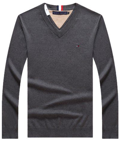 טומי הילפיגר-TOMMY TSHIRT MEN'S LONG V - Dip Gray