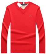 טומי הילפיגר-TOMMY TSHIRT MEN'S LONG V - Red