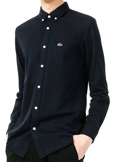 לקוסט-LACOSTE LONG MEN SHIRT - Black Pearl