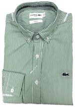 לקוסט-LACOSTE LONG MEN SHIRT - GREEN & WHITE