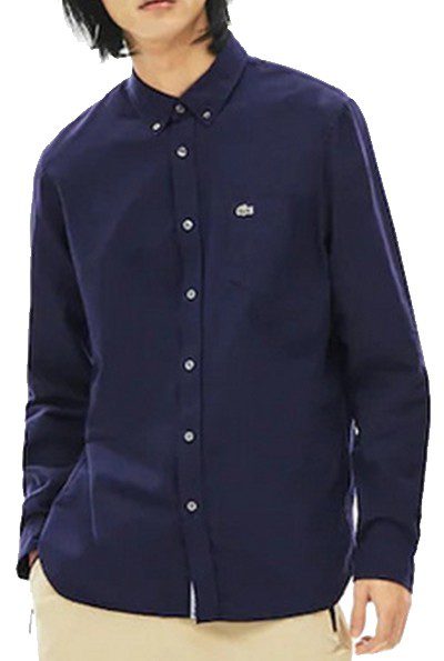 לקוסט-LACOSTE LONG MEN SHIRT - NAVY BLUE
